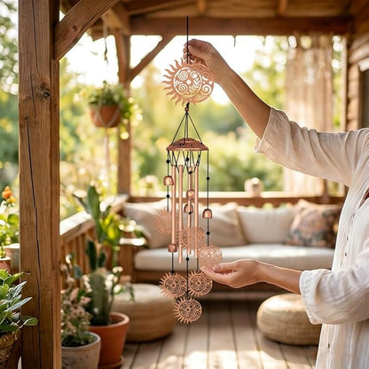 Wind Chimes for Outside, Sun Moon Aluminum Tube Windchime Melodious Melodic for Porch Patio Garden Decor, Unique Metal Memorial Wind Chimes Housewarming Gifts for Friends and Family