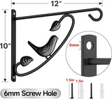 AMAGABELI GARDEN & HOME 2 Pack Hanging Brackets Plant Hanger Outdoor 12inch Metal Fence Wall Planter Hooks for Hanging Flower Baskets Bird Feeders Lanterns Wind Chimes Rust-Resistant Black
