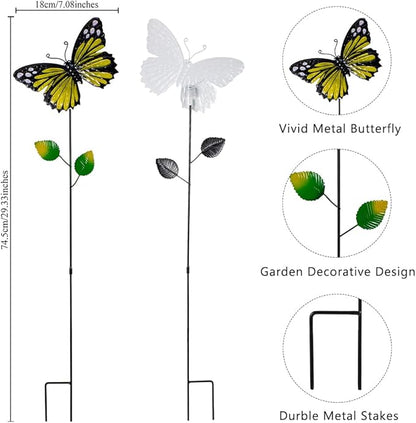 4 Pack Butterfly Decorative Garden Stakes,Metal Colorful Butterfly Garden Decor,Yard Art Spring Decor for Outdoor Porch Lawn Pathway