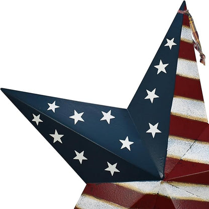 Morning View American Flag Garden Stake Patriotic Decor Metal Star US Flag Yard Sign Bar Star Outdoor Lawn Art Ornament 4th of July Memorial Day Veterans Day Independence Day 16.5 Inches Tall