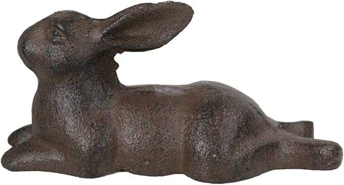 Ebros Gift Cast Iron Whimsical Bunny Rabbit Lying Down Abstract Taxidermy 3D Art Sculpture 5.25" Long for Home Garden Outdoors and Indoors Decorative Accent (1)
