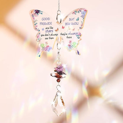 Funnli Best Friend Birthday Gifts for Women Crystal Suncatcher, Galentines Day Gifts for Friend Women Sister, Birthday Mothers Day Retirement for Friends Window Hangings Home Decoration