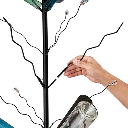 7.2FT Tall Wine Bottle Trees Stand for Garden Decorative, Rustproof Metal Bottle Tree Holder, Holds Up to 15 Bottles (Black)