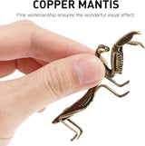 Metal Mantis Brass Praying Mantis Mini Fairy Garden Animal Figurines Lawn Patio Tree Ornaments Sculpture Micro Landscape Ornaments for Backyard Desk