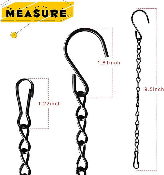TAORISH 12 Pack 9.5 Inch Hanging Chain for Bird Feeders, Planters, Lanterns, Wind Chimes, Billboards, Chalkboards and Ornaments (Black)
