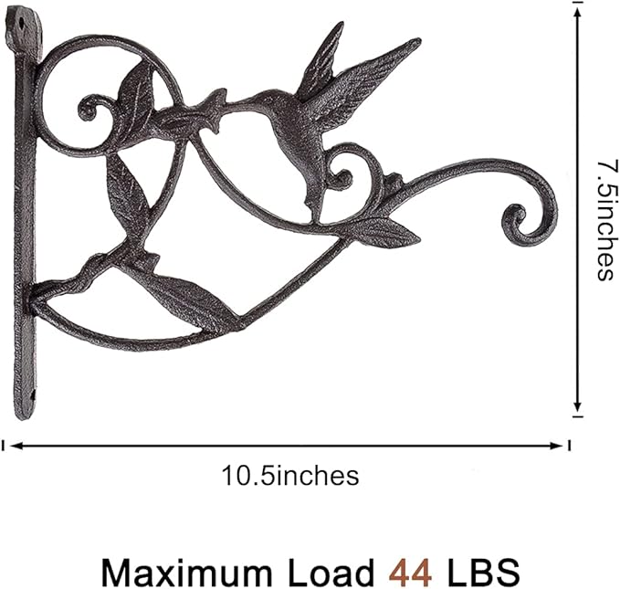 SEISSO Hanging Plant Bracket Iron Hummingbird Plant Hanger Wall Decor, Vintage Home Heavy-Duty Metal Hooks for Flower Pots Bird Feeder Lanterns Wind Chime