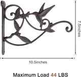 SEISSO Hanging Plant Bracket Iron Hummingbird Plant Hanger Wall Decor, Vintage Home Heavy-Duty Metal Hooks for Flower Pots Bird Feeder Lanterns Wind Chime