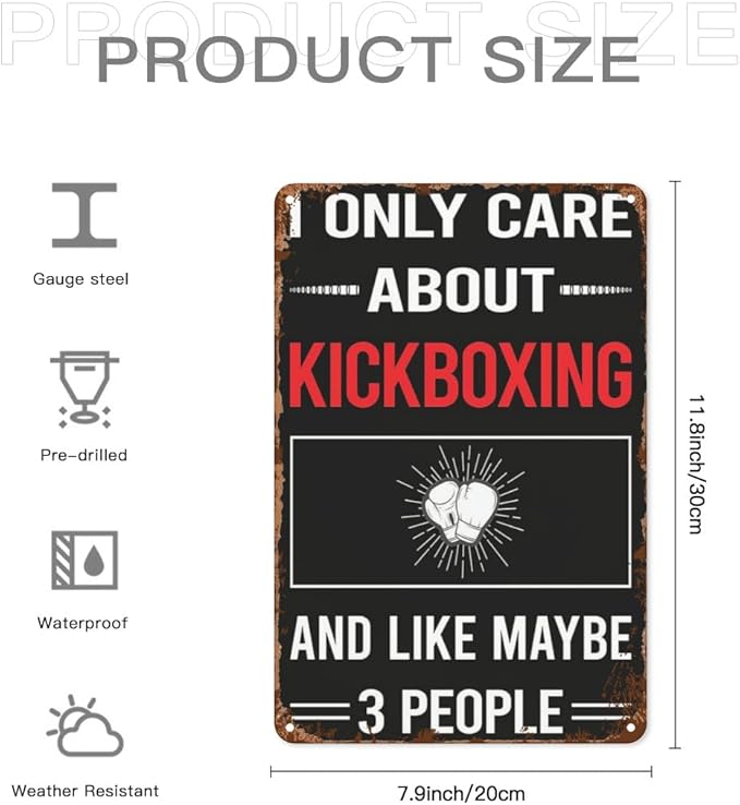 Patio Wall Decor 3 People Kickboxings Retro Signs Hunting Ground Retro Metal Wall Art For Home,Cafe,Office,Yard & More: Decorative Plaque With Inspirational Life Quotes 8X12inch