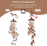 Dachshund Wind Chimes for Outside, Metal Wiener Dog Gifts for Women/Men, Doxie Mom Birthday Memorial Windchimes Outdoors, Funny Dog Lover Garden Decor for Patio Yard, Durable Pet Loss Sympathy Gift