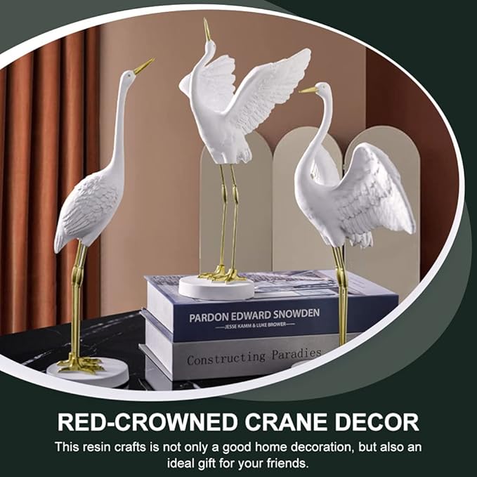 Milisten Living Crane Ornament 11.81In Resin Heron Sculpture Decorative Bird Statue for Outdoor Garden Patio Lawn Home Decor
