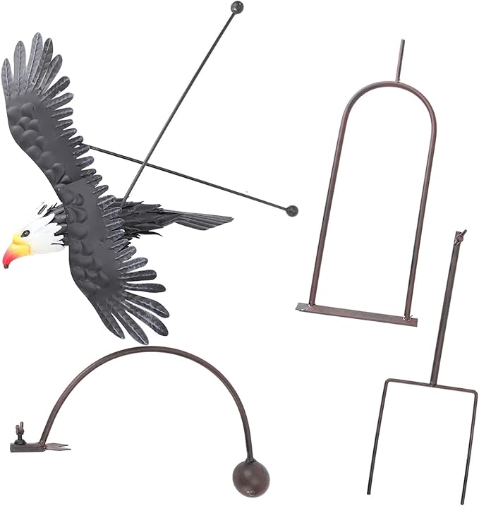 Bald Eagle Garden Ornament Balancing Bird Rocker Wind Sculpture Handcrafted for Outdoor Yard Decoration, Rushbomcgh2mrpkqi