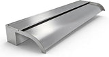 Curved-Mouth Waterfall Pool Fountain, Stainless Steel Waterfall Spillway with Pipe Connector Kits for Outdoor Decorative, 35.4 Inches Pool Water Feature for Garden Patio, Backyard Koi Pond Decor