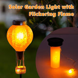 Outdoor Solar Lights Waterproof with Hot Air Balloon, Flickering Flame Solar Garden Light Glass Landscape Lamp, Stake Lights Outside Decor for Pathway Walkway Yard Patio