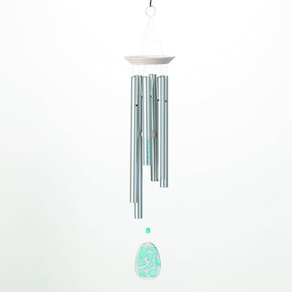 Woodstock Wind Chimes Margaritaville Seaglass Windchime (24") Inch Outdoor Chime Decor for Patio Garden Porch with Silver Tubes Resin and Seaglass Clapper Tuned to Margaritaville Notes