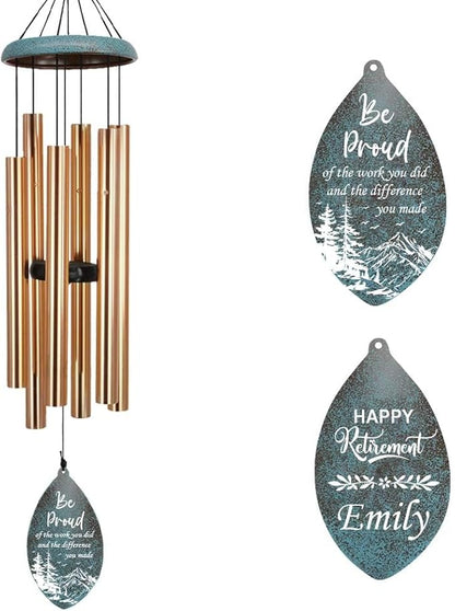 ASTARIN Personalized Happy Retirement Wind Chimes, Tree of Life Retirement Wind Spinner Gift for Women/Men Teacher Coworker 2024, Going Away Farewell Gifts, Deep Tone Larde Wind Chime(Produced in USA)