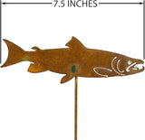 Swimming Salmon Garden Stake Set of 3, Made in USA, Rusty Steel, Real Rust Finish (Small)