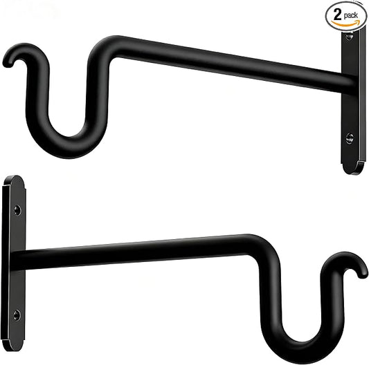 Hanging Plant Brackets 10 Inch - 2 Pack Plant Hanger for Hanging Plants, Plant Hook for Hanging Bird Feeders, Flower Baskets, Wind Chimes, Lanterns, Indoor or Outdoor.