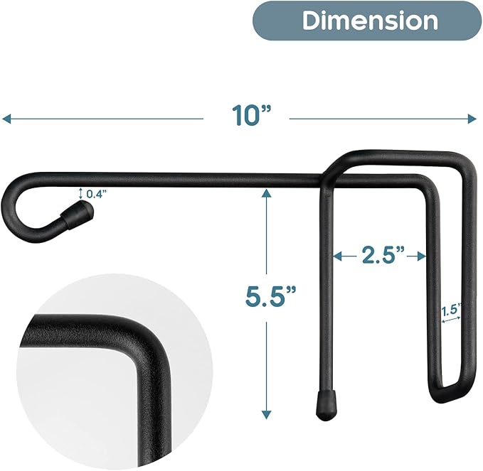 Vinyl Fence Hooks for Hanging, Heavy Duty Patio Hangers, Outdoor Fence Hangers for Hanging Flower Baskets, Wind Chimes, Planters, Bird Feeders, Lights, Lanterns - 4 Pack - Black Color