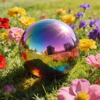 Lily's Home Gazing Globe Mirror Ball in Rainbow Stainless Steel - 10 Inch