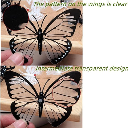 3D Butterfly Garden Stake Decor,10" PVC Butterfly Garden Decor for Outside,Shaking Head Artificial Butterflies for Cake Bouquet Wall Lawn Pathway Plant Pot Flower Bed Yard Decor (50, Black&White Mix)