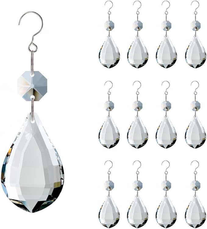 12pcs Crystal Suncatchers, Hanging Crystals Chandelier Prisms for Windows, Rainbow Maker Home Decoration