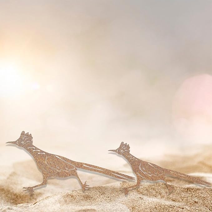 2 Pcs Roadrunner Garden Art Metal Yard Art Decorative Garden Stakes Southwest Desert Bird Decor for Garden Yard Metal Yard Ornaments Bird Art Mexican Roadrunner Gifts (Retro)