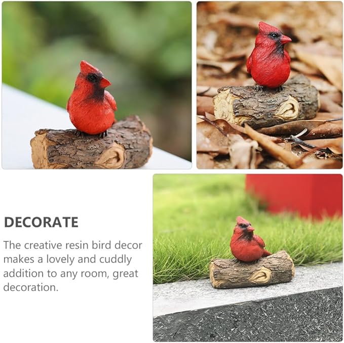 Scicalife Cardinal Garden Decor Red Bird Resin Ornament Hanging on Tree Outdoor Lawn Decorations Hand-Painted Bird Sculpture for Patio and Yard