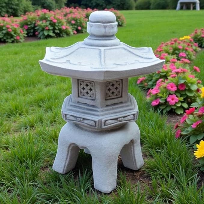 Asian Pagoda Figure Conrete Oriental Lantern Decoration Outdoor Sculpture Yard Chinese Style Zen Garden Ornament Front Door Japanese Figure