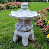 Asian Pagoda Figure Conrete Oriental Lantern Decoration Outdoor Sculpture Yard Chinese Style Zen Garden Ornament Front Door Japanese Figure