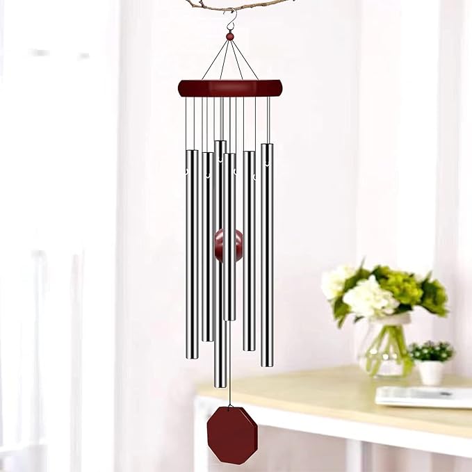 4 Pack Pgzsy Memorial Wind Chimes Outdoor Large Deep Tone, Outdoor Sympathy Wind-Chime Personalized with 6 Tuned Tubes, Elegant Chime for Garden Patio Balcony and Home