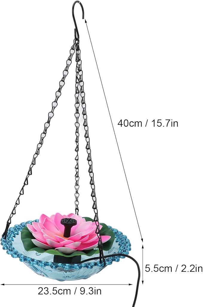 Hanging Solar Bird Bath Fountain, Hanging Bird Bath with Solar Fountain Pump, Bird Bath Fountain, Solar Powered Metal Bird Bath Bowl for Outdoor Garden Backyard Patio