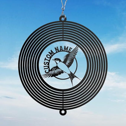 Personalized Swallow Metal Wind Spinner, Custom Outdoor Ornament for Yard Display, Kinetic Bird Art, Nature Lover Gift (Swallow Garden Wind Spinner)