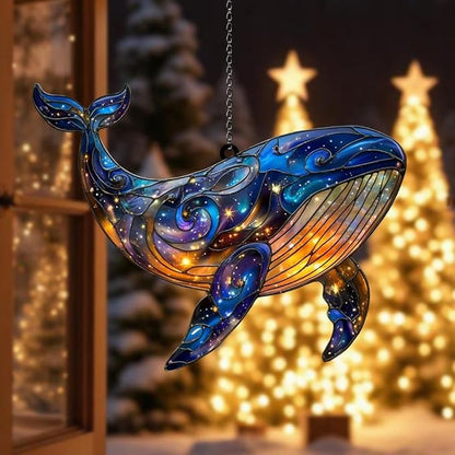 Whale Acrylic Suncatcher, Boho Suncatchers for Window Hanging Ornament, Stained Glass Effect Art Garden Decor for Whale Lover, Gifts for Mother's Day, Mom, Grandma, Wife, Women, Nana
