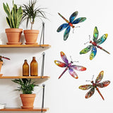 Zmvyw Set of 4 Dragonflies Metal Sign Art Decor,4Pcs Colorful Dragonfly Silhouette Wall Hanging Gifts for Birthday Housewarming,Dragonfly Ornament Decorate for Fence Garden Yard Patio Farmhouse Ranch