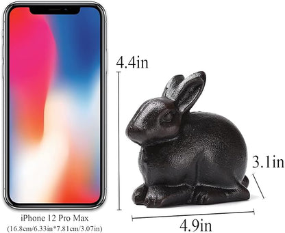 BRASSTAR Cast Iron Sitting Rabbit Statue Outdoor Garden Patio Yard Indoor Home Animal Figurine Decorative 4.4''(H) TQGJPT307