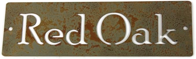 Classic Metal Garden Markers Clearance Items 20 to 33 Inches Tall (Red Oak Hanger with holes at sides, Naturally Rusted)