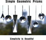 2PCS 5" Large Crystal Sun Catcher Prisms, stino Hanging Suncatchers with Glass Prism, Rainbow Maker for Windows, Balcony, Kitchen, Garden Decoration (1, Net Rectangle Clear 2Pcs)