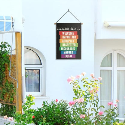 Everyone Here Is Welcome Garden Flag, Funny LGBTQ Pride Ally Flags for Outside, Inclusion And Equality Yard Sign, Be Kind Human Equality Flag, Protest And Resist Yard Décor