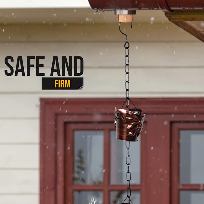 8.5FT Rain Chains for Drain Gutter Through Downspouts and Rain Barrel with Rain Chain Gutter Adapter - Outdoor Rust-Resistant Plated Iron and Thick Chain Garden Décor (Bronze-Butterfly)