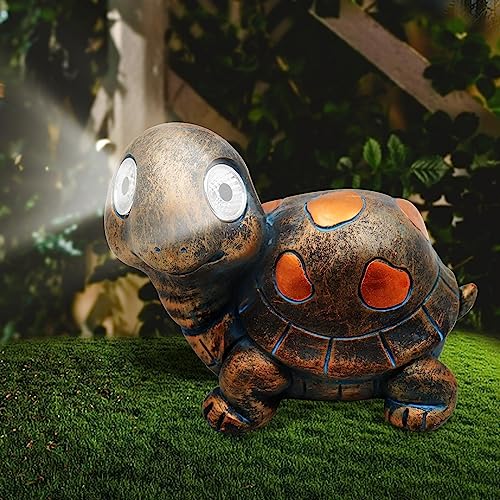 Solar Tortoise Garden Statue - Resin Outdoor Decor with Lights