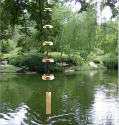 Woodstock Chimes Signature Collection, Woodstock Temple Bells, Quintet (32'') Brass, Wind Bells for Outdoor, Patio, Home or Garden Décor (TB5)