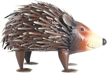 Lifelike Hedgehog Metal Sculpture – Painted Iron Animal Statue for Indoor/Outdoor Garden & Floor Decor, 33cm