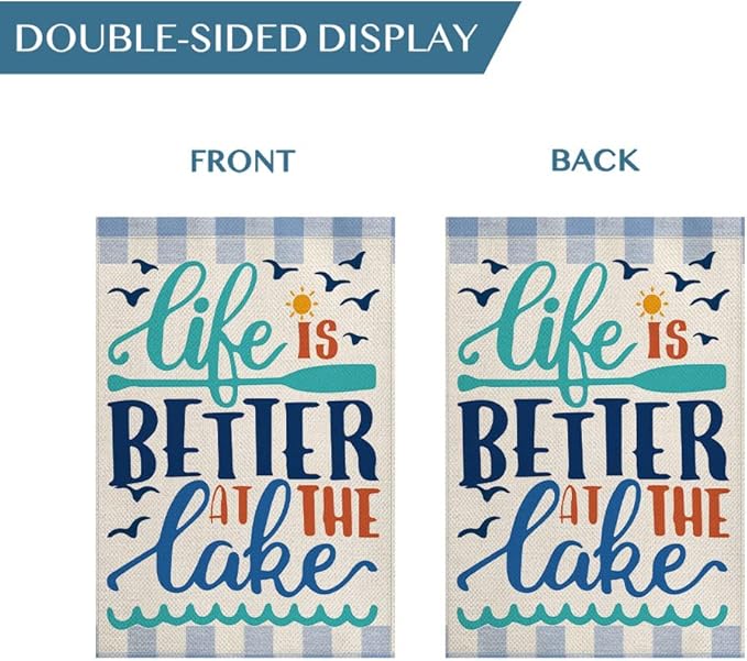 AVOIN colorlife Life Is Better At The Lake Garden Flag 12x18 Inch Double Sided Outside, Lakeside Holiday Yard Outdoor Decoration