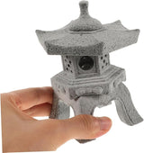 Toyvian Japanese Garden Decor Zen Garden Pavilion Ornaments Stone Pagoda Statue for Bonsai Decoration