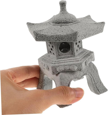 Toyvian Japanese Garden Decor Zen Garden Pavilion Ornaments Stone Pagoda Statue for Bonsai Decoration