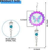 Andiker Butterfly Wind Spinner with Tail Spinner, 3D Gradient Color Garden Spinner with Ball Spiral Tail, Metal Hanging Wind Chime for Indoor Outdoor Garden Decoration (Colorful Butterfly)