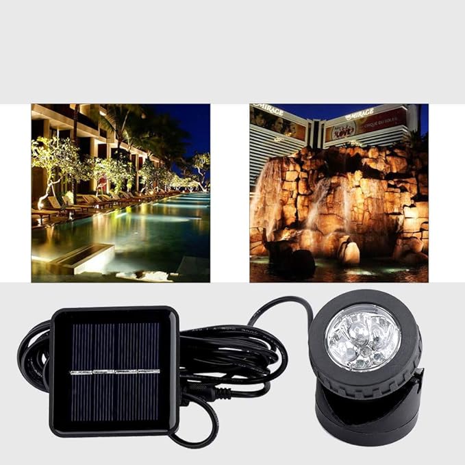 BAFOVY Solar Underwater Spotlight, 6 LED Light with Auto Dark Sensor for Garden Pool Pond Fountain Decoration