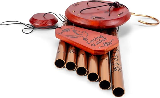 Napco Loving Father Caramel Brown Bereavement 35 x 5 Metal Outdoor Wind Chime Noisemaker