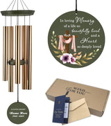 Personalized Sympathy Wind Chimes, 30-inch Cross Wind Chime Customized Memory Words for Loss of a Loved Person, Sympathy Bereavement Gifts, Decorative Wind Chimes Outdoor, Product in USA