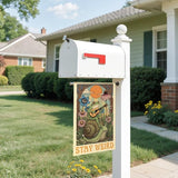 Stay Weird Garden Flag Double Sided Yard Outdoor Decoration 12x18 Inch, Retro Tarot Frog Outdoor Yard Garden Flag, Spring Floral Frog Home Decor Banner, Home Gifts for Gardening Enthusiasts